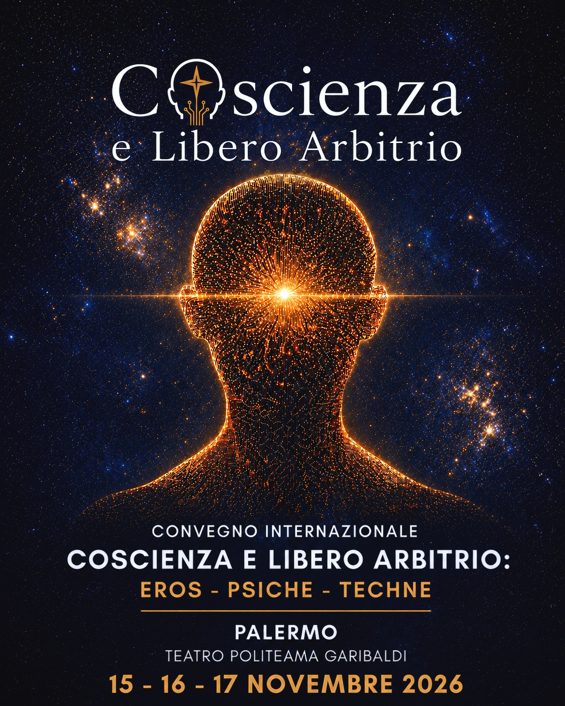 Manifesto del convegno al Teatro Politeama Garibaldi di Palermo, 15, 16 e 17 novembre 2026.