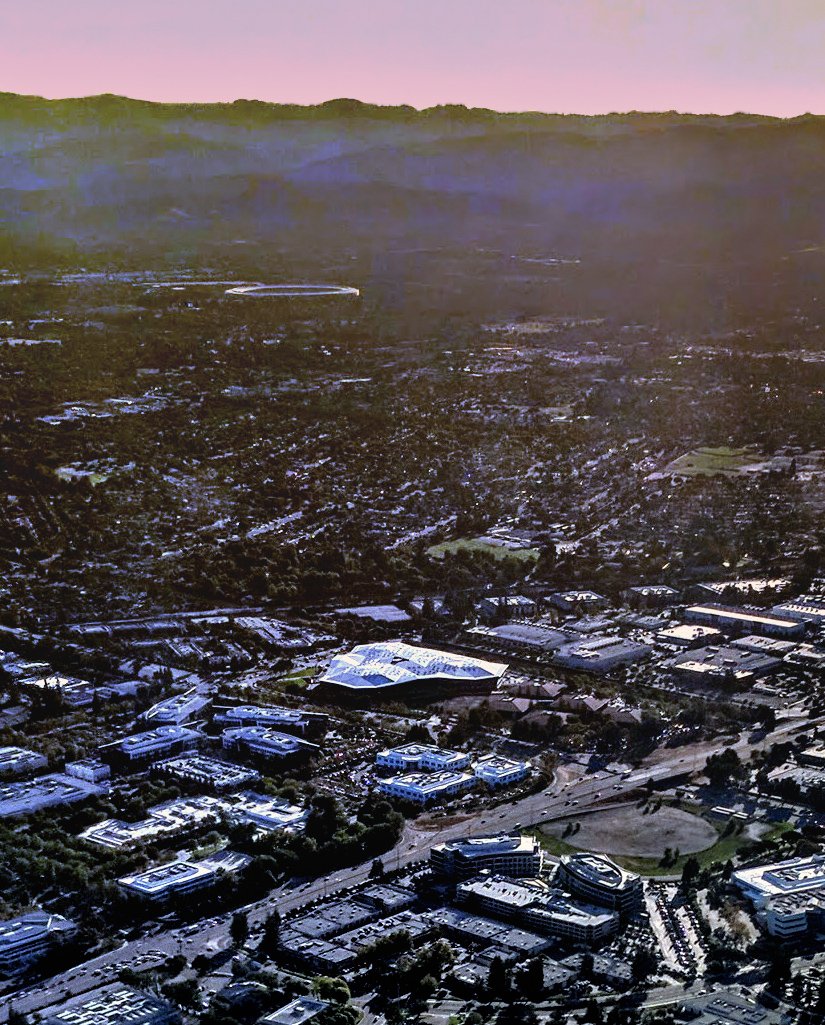 Veduta aerea del campus Nvidia a Santa Clara.