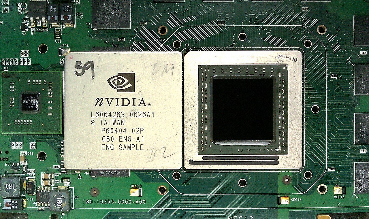 Un processore grafico Nvidia G80: immagine d’archivio di una precedente generazione di GPU.