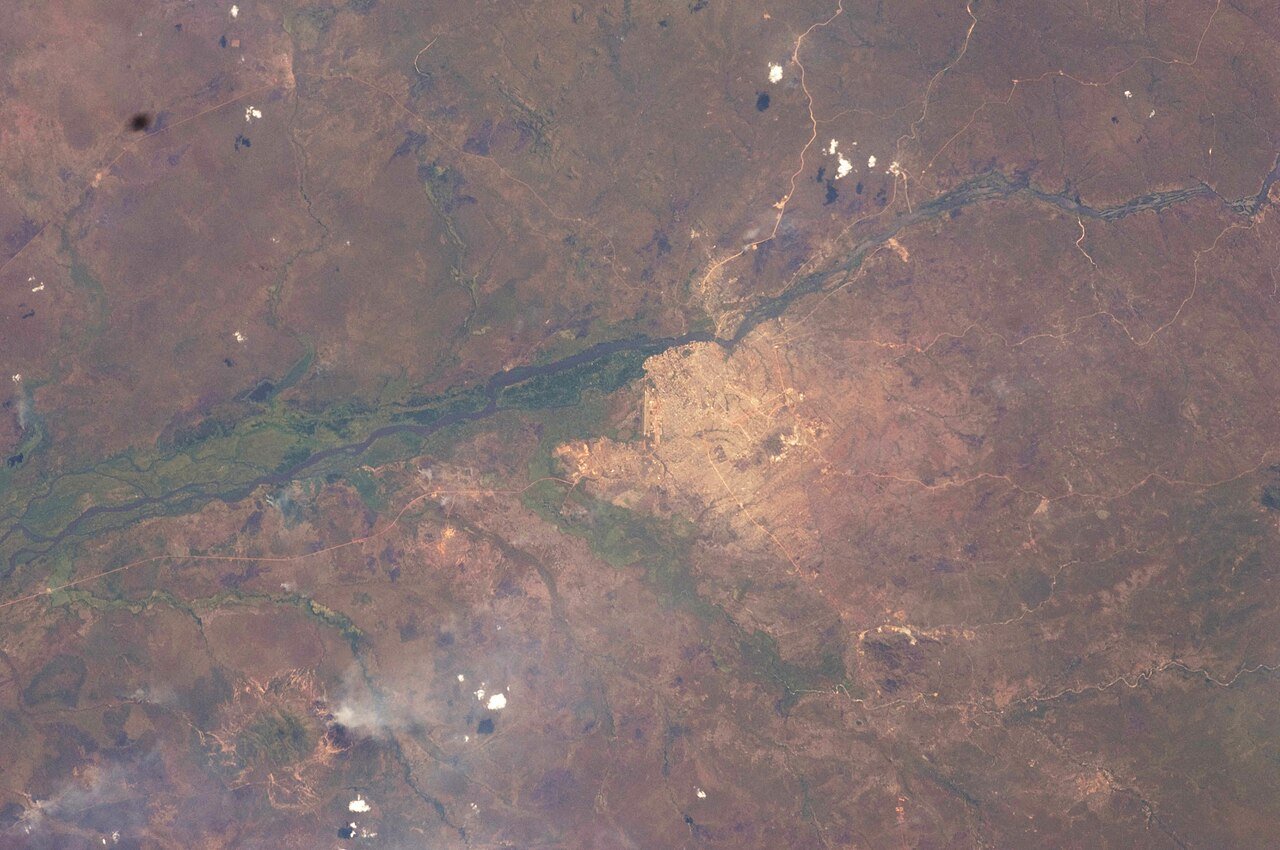 Juba e il Nilo Bianco fotografati dalla Stazione spaziale internazionale.